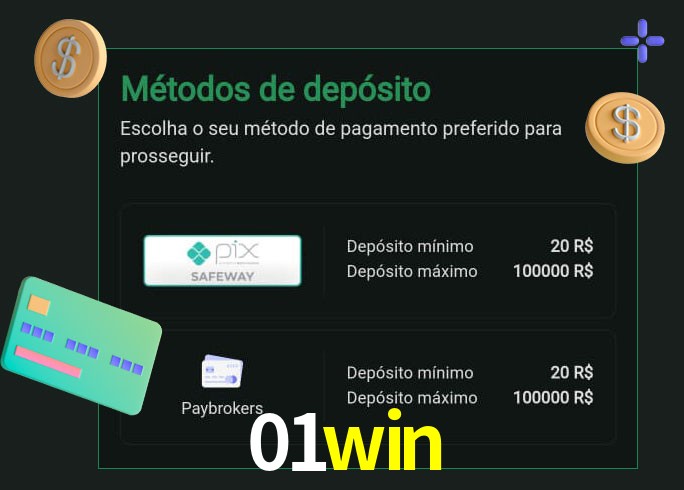 O cassino 01win oferece uma grande variedade de métodos de pagamento